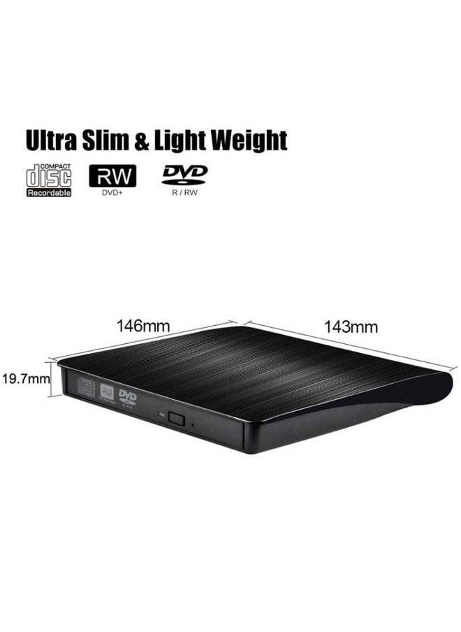 USB 3.0 Brushed External CD / DVD-RW Optical Drive Player