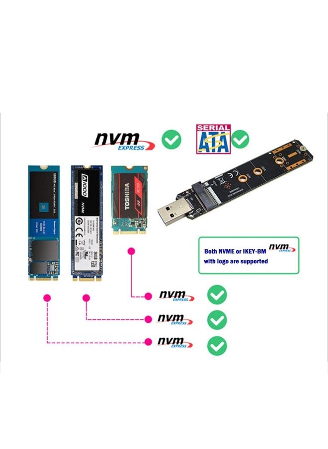 USB3.1 10Gbps GEN2 To NVME SATA Dual Protocol M.2 SSD Riser Card