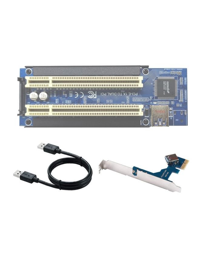 PCI-E 1X To Dual PCI Riser Card Extend Adapter Add Expansion Card For PC Computer