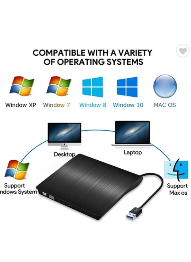 663 High Speed CD DVD Burner USB3.0 Computer Laptop External Optical Drive Burner(White)