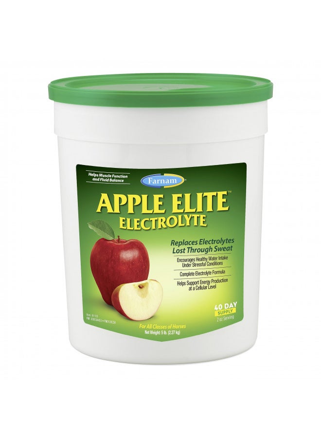 Farnam Apple Elite Horse Electrolyte Powder, Replaces minerals lost in sweat during exercise, extreme weather & stressful conditions, 5 lb., 40 day supply