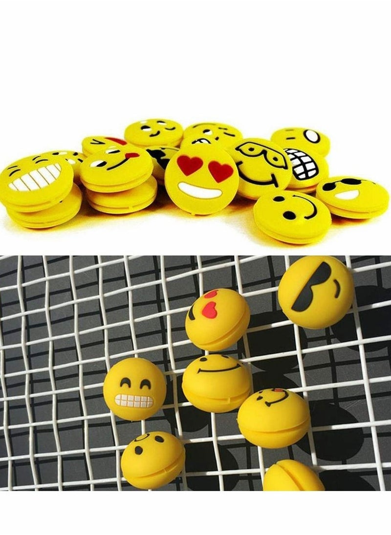 Tennis Vibration Dampeners, 8Pcs Racket Shock Absorbers, Smile Face Silicone Absorbers racket dampene, Durable Long-Lasting, Great for Players, Random Style