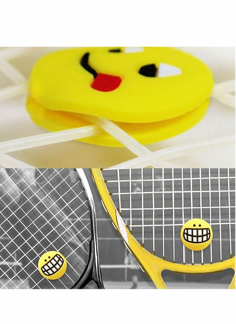 Tennis Vibration Dampeners, 8Pcs Racket Shock Absorbers, Smile Face Silicone Absorbers racket dampene, Durable Long-Lasting, Great for Players, Random Style