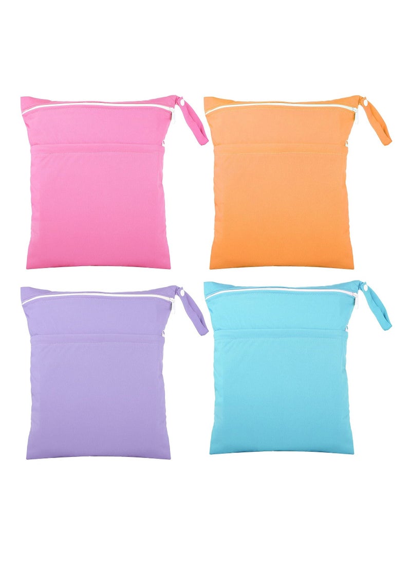 Waterproof Wet Dry Bag for Baby Cloth Diapers - 4 Pcs Reusable Travel Bag for Toddler Swim, Beach & Pool - Washable & Durable