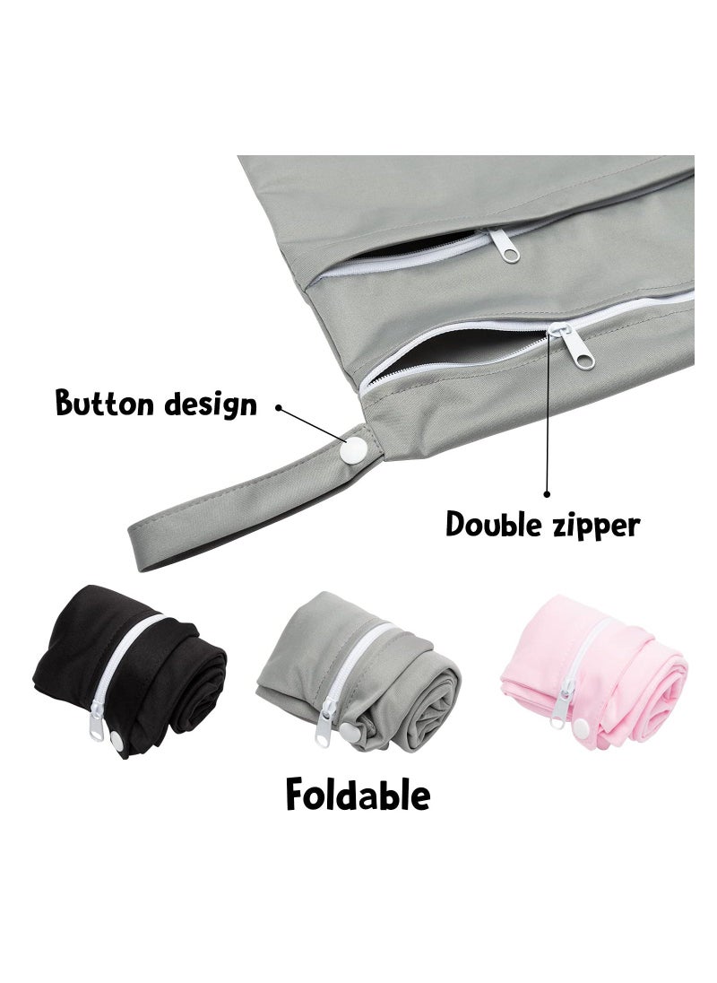 Versatile Reusable Waterproof Wet Bag Set for Cloth Diapers - 3Pcs with Dual Zippered Pockets, Perfect for Travel, Beach, Pool, Daycare, Yoga, Gym, and Dirty Baby Items