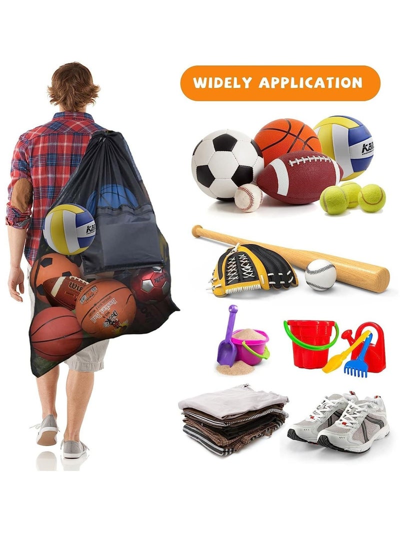 Mesh Ball Bags, Heavy Duty Sports Ball Bag with Adjustable Strap, Drawstring Extra Large Soccer Ball Bag Work for Coach, Basketball,Football, Volleyball,BaseBall and Swimming Gears