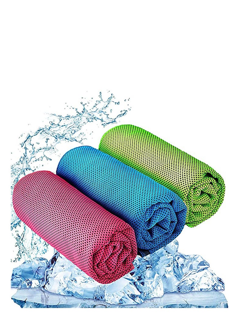 3 Pcs Cooling Towel (120 x 30 cm) Cool Cold Towel for Neck, Microfibre Ice Towel, Soft Breathable Chilly Towel for Yoga, Golf, Gym, Camping, Running, Workout & More Activities