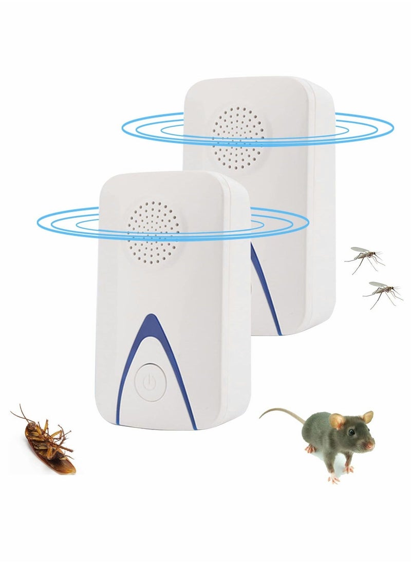 Ultrasonic Pest Repeller Home Kit, Ultrasonic Pest Repeller Plug in for Mosquito Mice Roach Spider Insects Safe for Human Electronic Indoor Ultrasonic Pest Repeller (Pack of 2)