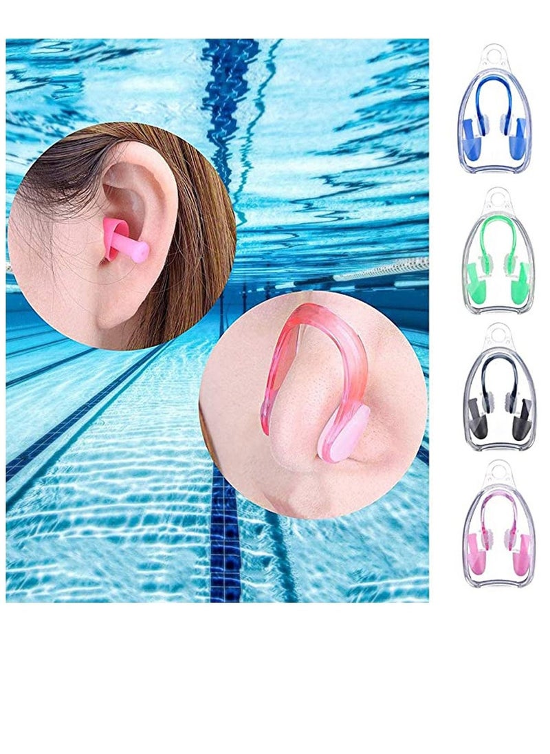 4 Pack Nose Clips and Earplugs Set for Swimming, Soft Silicone Nose Plugs and Ear Plugs for Swimming, Kids Nose & Ear Protectors Kit ideal for Beginner