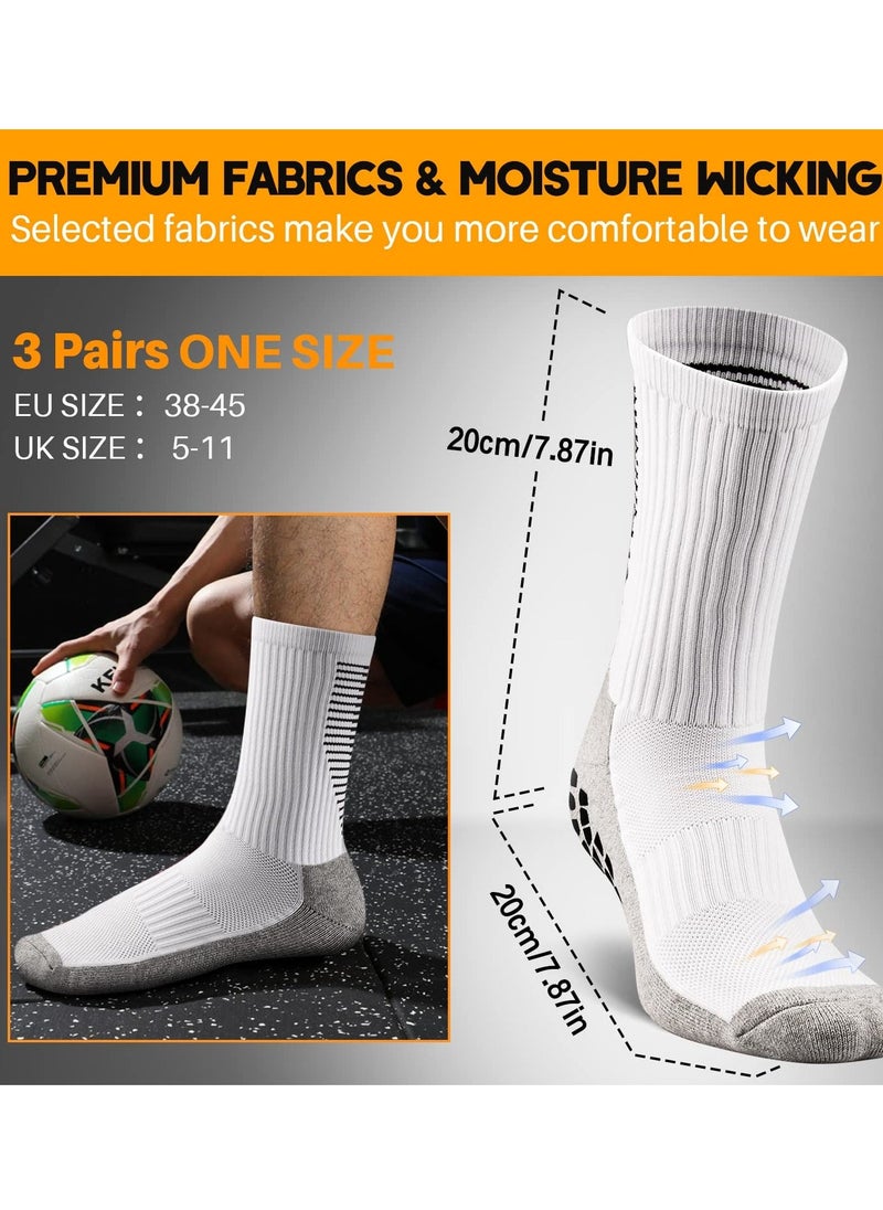 3 Pairs Grip Socks Football Men Women Anti Slip Sports Grip Socks Breathable Anti Blister Rubber Pads Non Slip Basketball Socks Athletic Grippy Socks For Soccer Running Hiking Boxing