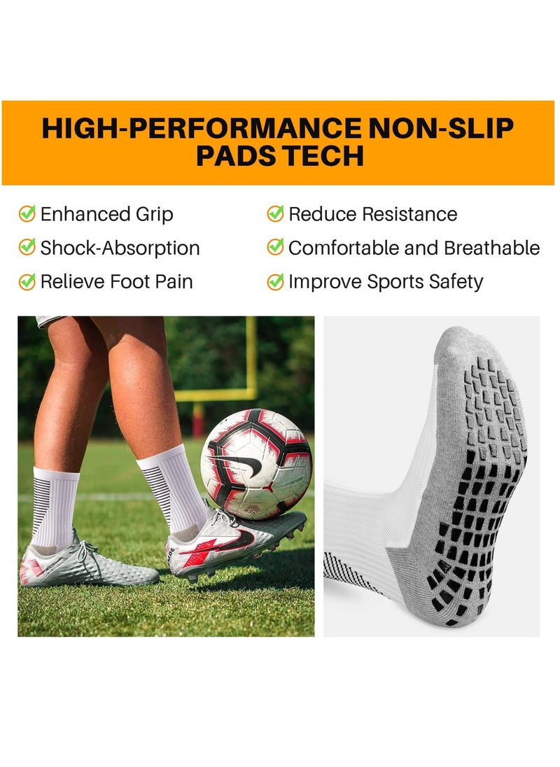 3 Pairs Grip Socks Football Men Women Anti Slip Sports Grip Socks Breathable Anti Blister Rubber Pads Non Slip Basketball Socks Athletic Grippy Socks For Soccer Running Hiking Boxing