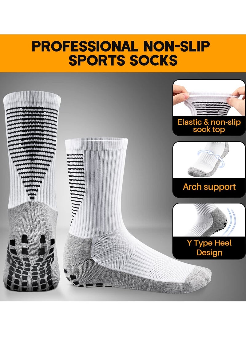 3 Pairs Grip Socks Football Men Women Anti Slip Sports Grip Socks Breathable Anti Blister Rubber Pads Non Slip Basketball Socks Athletic Grippy Socks For Soccer Running Hiking Boxing