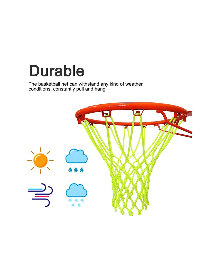 Nightlight Basketball Net Luminous Outdoor Portable Sun Powered Sports Nylon Basketball Net, Heavy Duty Basketball Net Replacement.12 Loops Standard Size Night Basketball Sports Gift