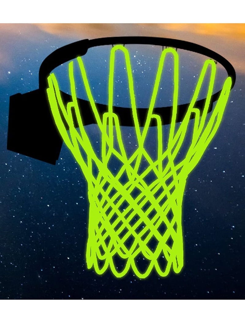 Nightlight Basketball Net Luminous Outdoor Portable Sun Powered Sports Nylon Basketball Net, Heavy Duty Basketball Net Replacement.12 Loops Standard Size Night Basketball Sports Gift