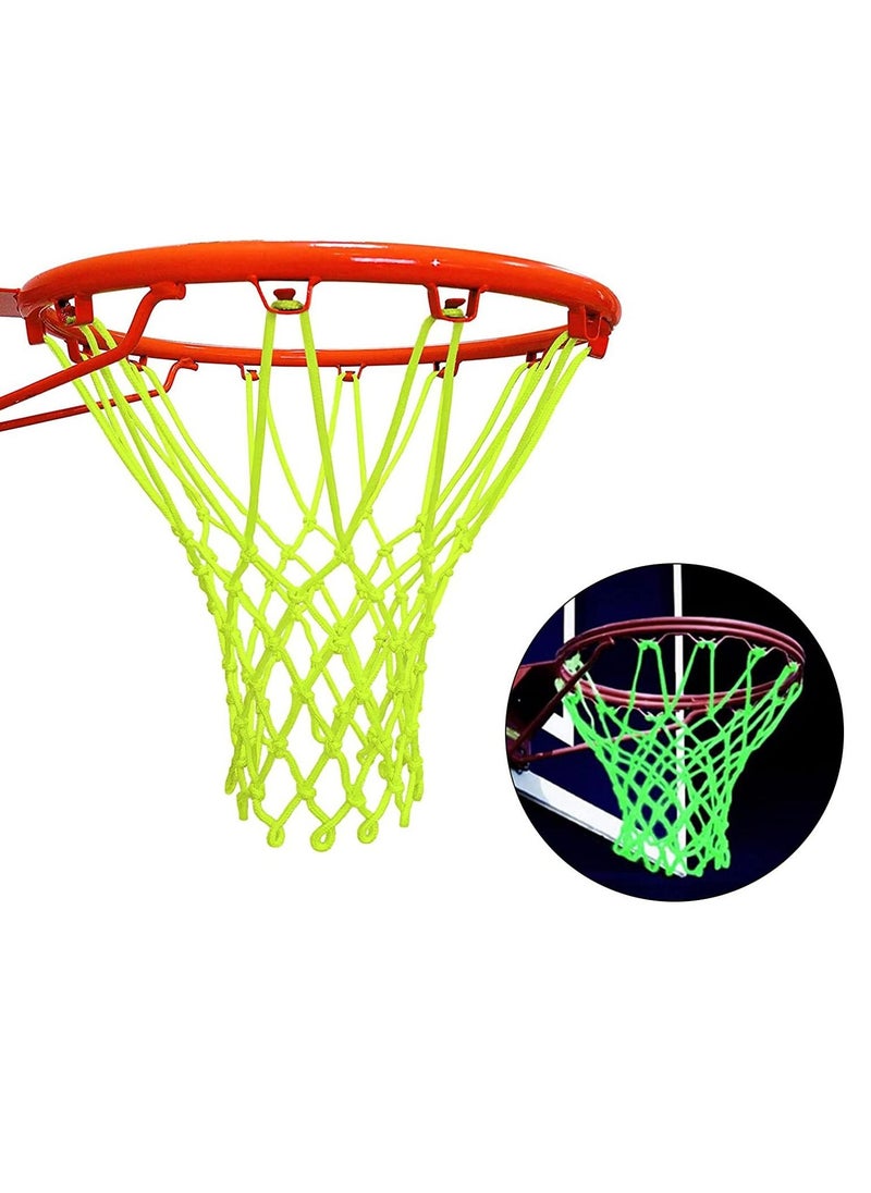 Nightlight Basketball Net Luminous Outdoor Portable Sun Powered Sports Nylon Basketball Net, Heavy Duty Basketball Net Replacement.12 Loops Standard Size Night Basketball Sports Gift