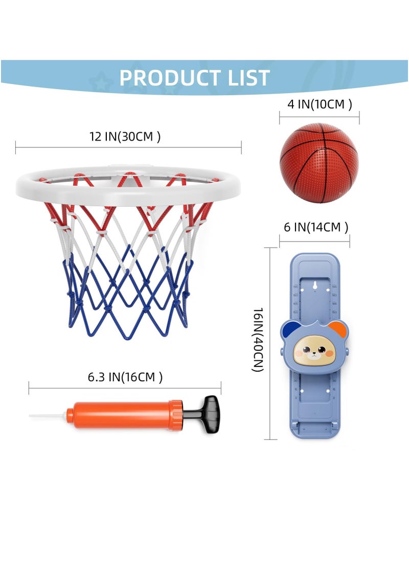 Basketball Hoop Wall Mounted,Mini Basketball Hoop for Toddlers Boys Age 3-5, Adjustable Height, Voice Touch High Jump Counter for Kids, Space-Saving,Toddler Toys Age 4-7, Birthday Gifts for Boys 4-6