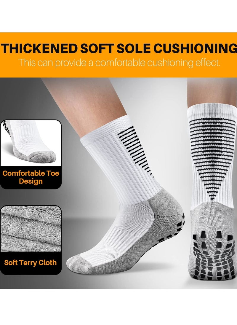 3 Pairs Grip Socks Football Men Women Anti Slip Sports Grip Socks Breathable Anti Blister Rubber Pads Non Slip Basketball Socks Athletic Grippy Socks For Soccer Running Hiking Boxing Rugby