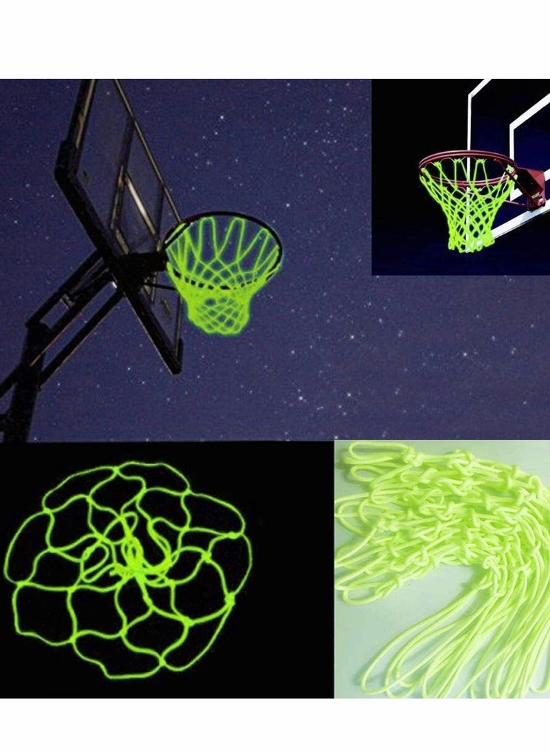 Outdoor Glow in The Dark Basketball Heavy Duty Basketball Net Replacement All Weather Anti Whip 12 Loops Standard Size Night Basketball Sports Gift for Pool Sports School