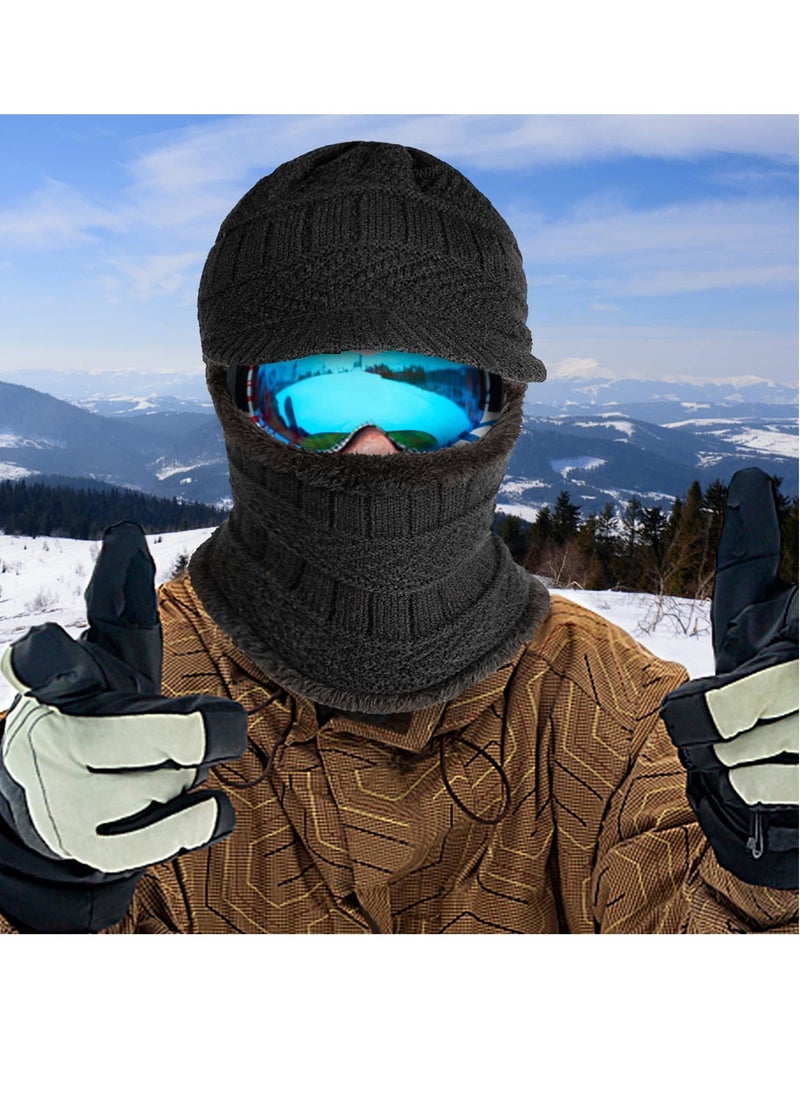 2Pcs Balaclava Mask Warm and Stylish Ski Face Mask for Cold Weather Knit Winter Hat Neck Gaiter and Ears Cover for Men and Women for Outdoor Running Sports Cycling Fishing Skiing