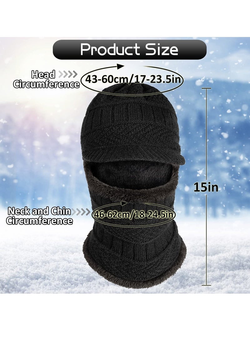 2Pcs Balaclava Mask Warm and Stylish Ski Face Mask for Cold Weather Knit Winter Hat Neck Gaiter and Ears Cover for Men and Women for Outdoor Running Sports Cycling Fishing Skiing