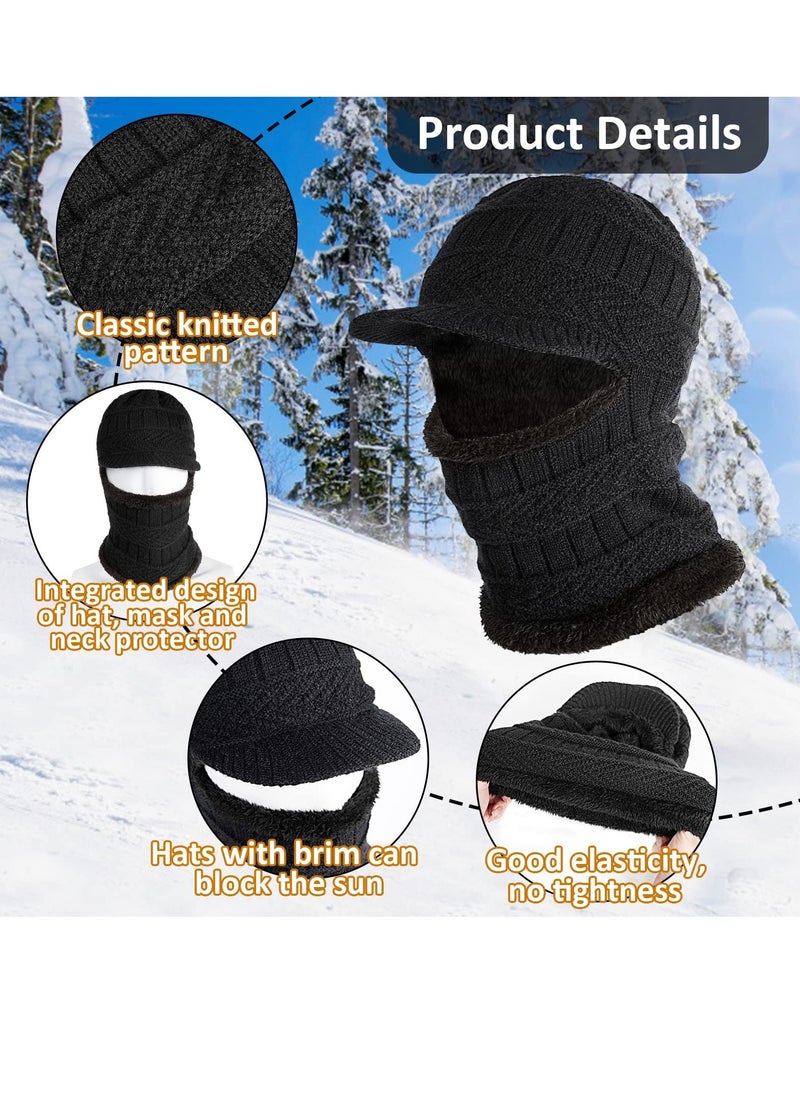 2Pcs Balaclava Mask Warm and Stylish Ski Face Mask for Cold Weather Knit Winter Hat Neck Gaiter and Ears Cover for Men and Women for Outdoor Running Sports Cycling Fishing Skiing