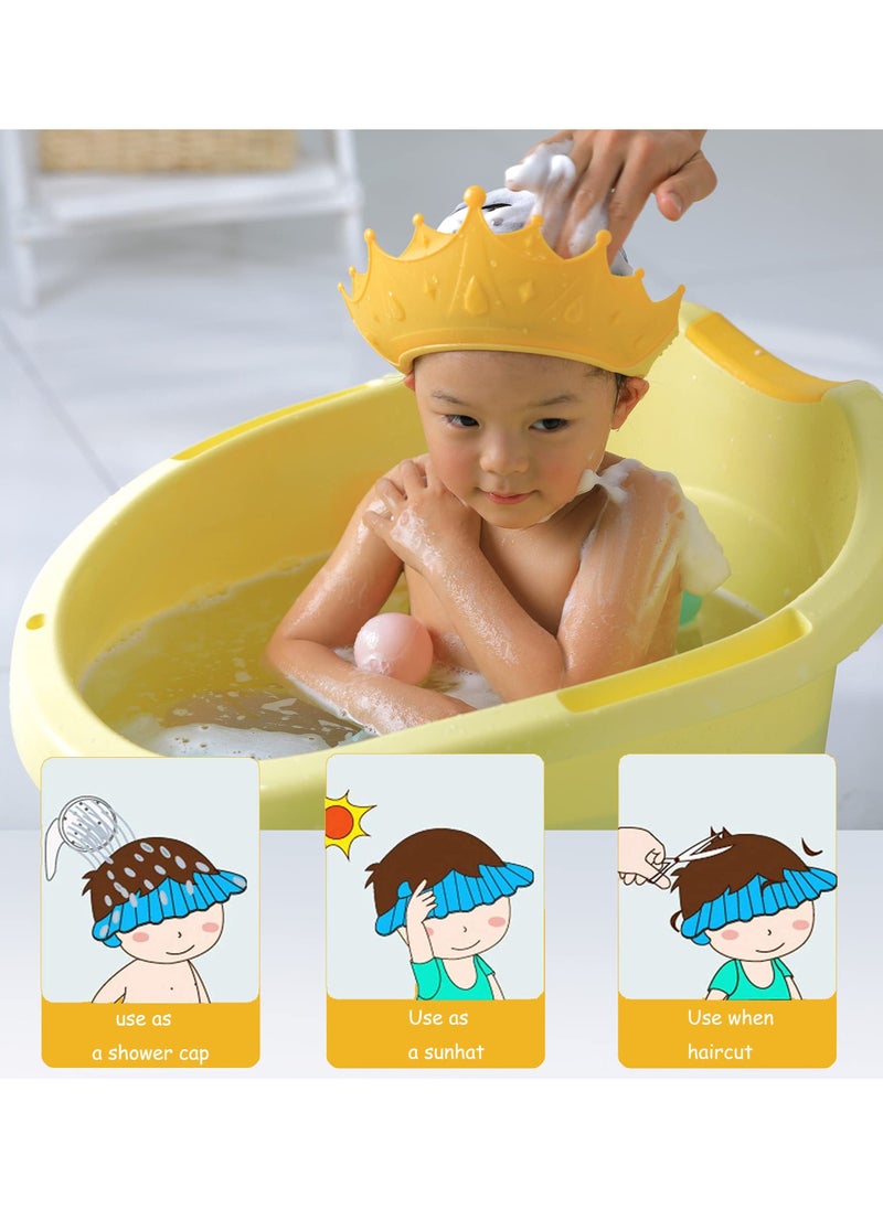 Baby Shower Shampoo Cap Shield,  Lsolate for Kids, Visor Hat Eye and Ear Protection 0-9 Years Old Children, Cute Crown Shape Makes the Bath More Fun (Yellow)