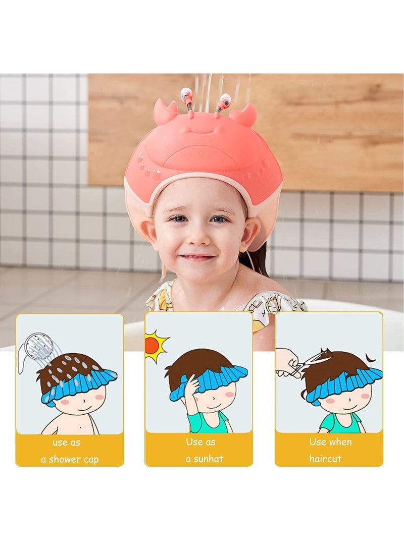 Toddler Shower Cap Baby Shower Cap Bathing Hat, Adjustable Silicone Shower Cap, Waterproof Bathing Eye, and Ear Protection Bath, for Children Infants, Toddlers, Children