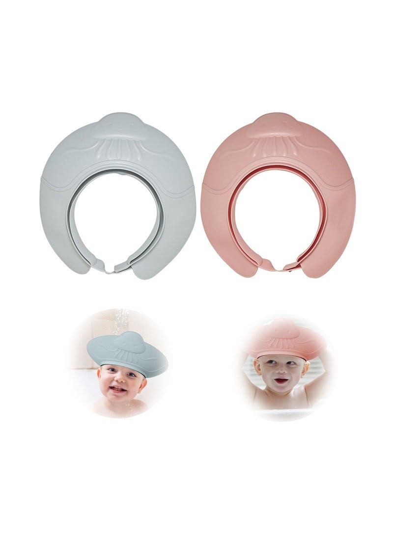 2 Pack Shower Cap for Baby Kids Bath Visor Protection Hat Safe Shower Bathing Cap With Elastic Adjustable Band for Infants Toddler Children Over 6 Months