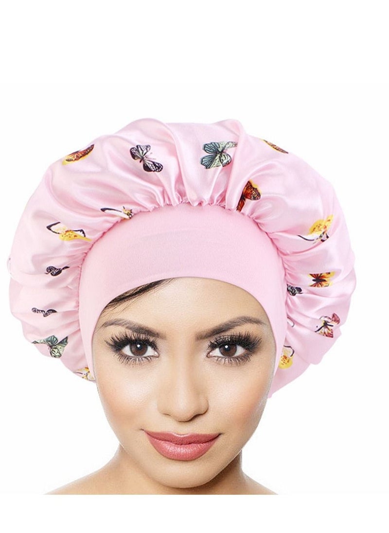 Silk Bonnet, Night Sleep Cap No Tight Bathroom Cap Hairdressing Cap Soft and Comfortable Without Hurting Hair for Women Girls, Sleeping Hair Care, Head Cover Elastic Hat 3PCS