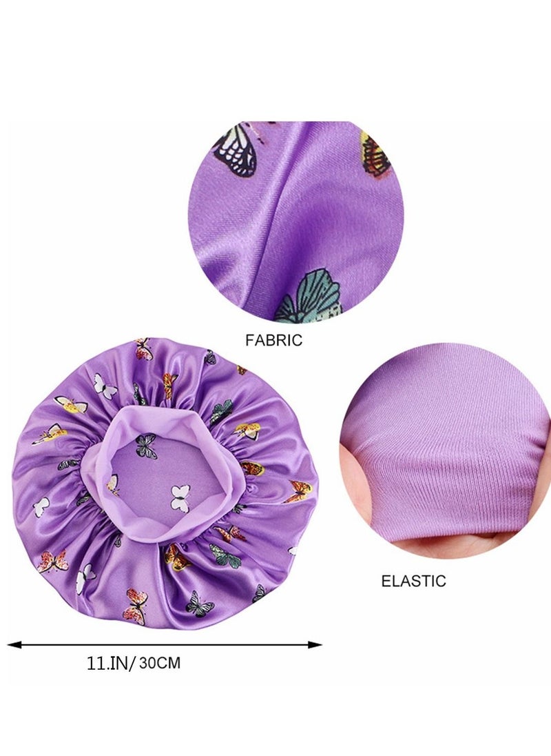Silk Bonnet, Night Sleep Cap No Tight Bathroom Cap Hairdressing Cap Soft and Comfortable Without Hurting Hair for Women Girls, Sleeping Hair Care, Head Cover Elastic Hat 3PCS