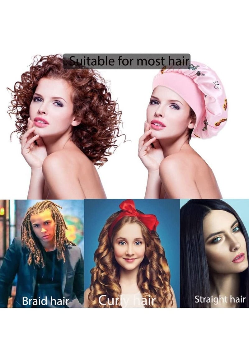 Silk Bonnet, Night Sleep Cap No Tight Bathroom Cap Hairdressing Cap Soft and Comfortable Without Hurting Hair for Women Girls, Sleeping Hair Care, Head Cover Elastic Hat 3PCS