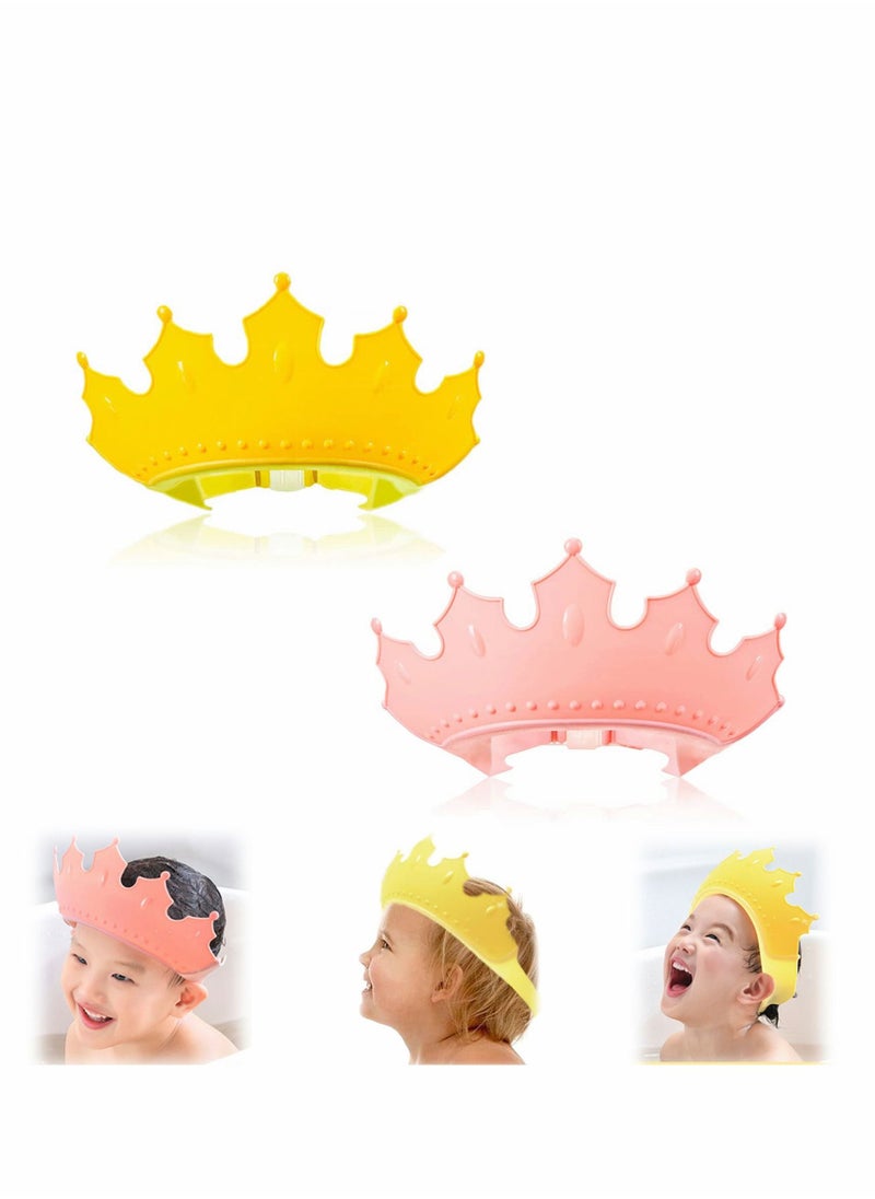 Baby Shower Caps, 2 Pack Cap for Kids, Visor Hat Eye and Ear Protection 0-9 Years Old Children, Adjustable Crown Hair Washing Shampoo Shield Eyes, Ears Face