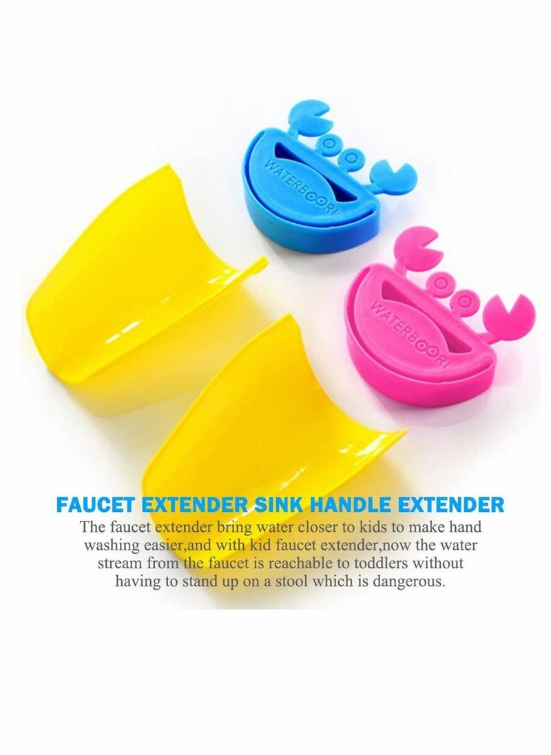 Faucet Extender for Kids & Toddlers 4 Pack - Sink Handle Extender with Leaf Shape Design for Kitchen Bathroom Sink Extension, Tap Faucet Extender for Kids Hand Washing Guide