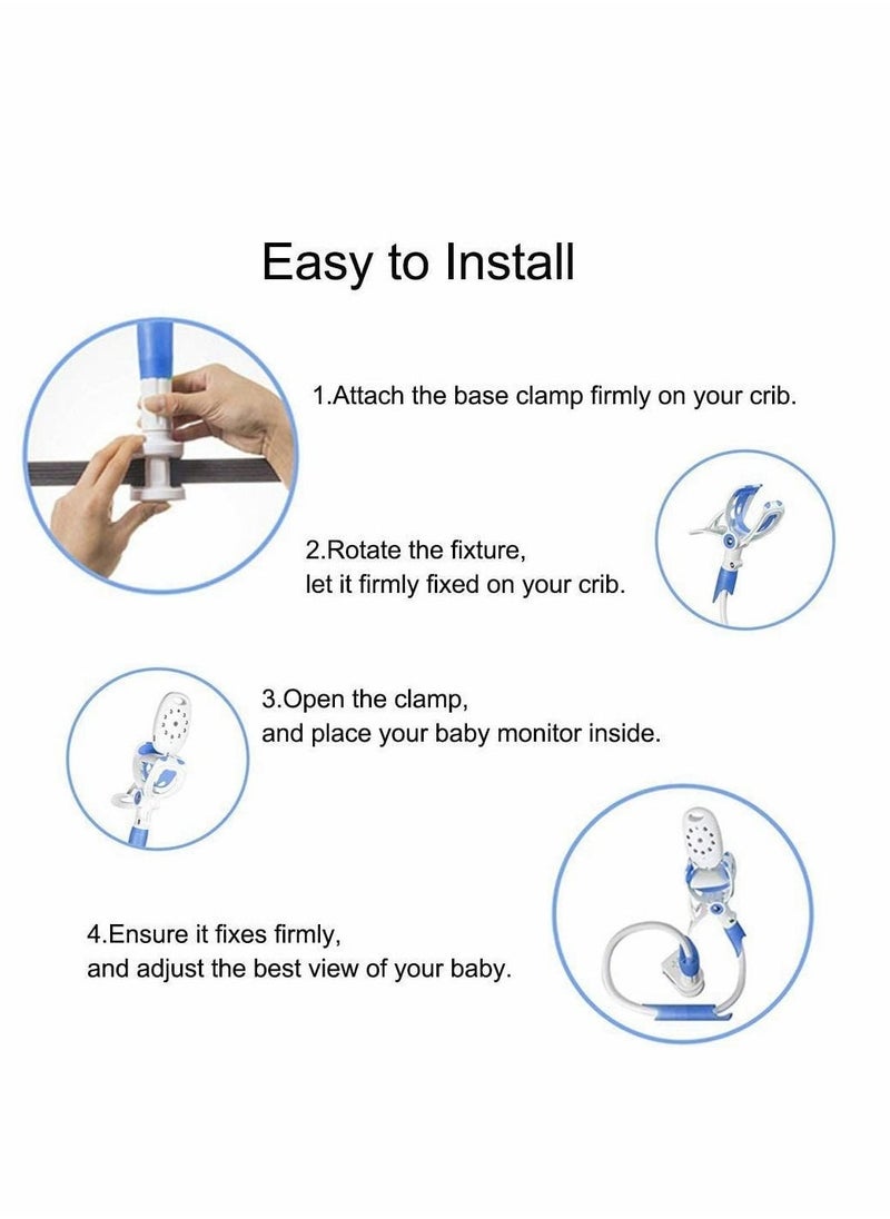 Universal Baby Monitor Wall Mount Infant Baby Camera Holder Baby Monitor Shelf for Crib Nursery Compatible with Most Baby Monitors Versatile Twist Mount Without Tools or Wall Damage Blue