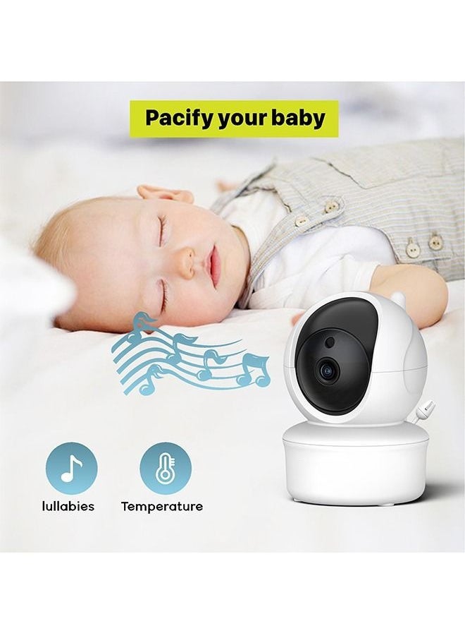Baby Monitor with Camera and Audio, 5''Display with 3000mah Battery, Pan-Tilt-Zoom Video, Night Vision, 2-Way Talk, Temperature, Lullabies Playing and 960ft Range, Ideal for Gift