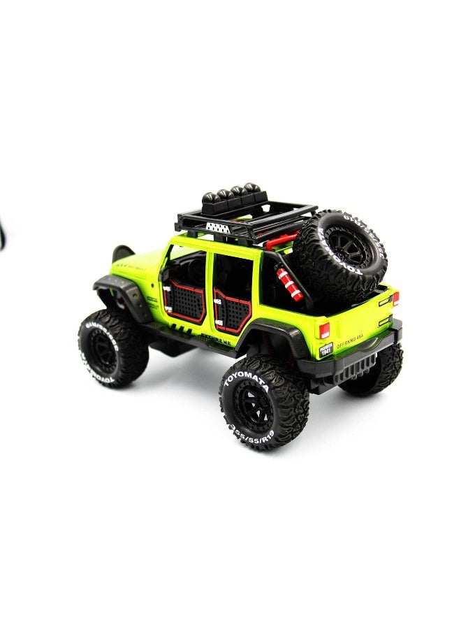 1:24 Scale Diecast Jeep Wrangler Off-Road Kings | Green Jeep Model for Collectors & Kids | Realistic Details & Durable Build