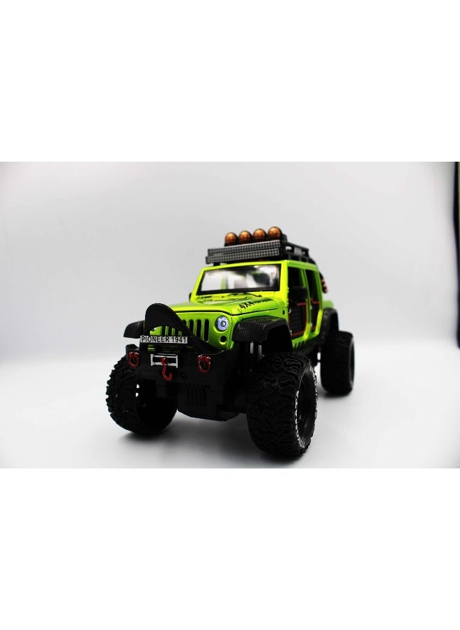 1:24 Scale Diecast Jeep Wrangler Off-Road Kings | Green Jeep Model for Collectors & Kids | Realistic Details & Durable Build