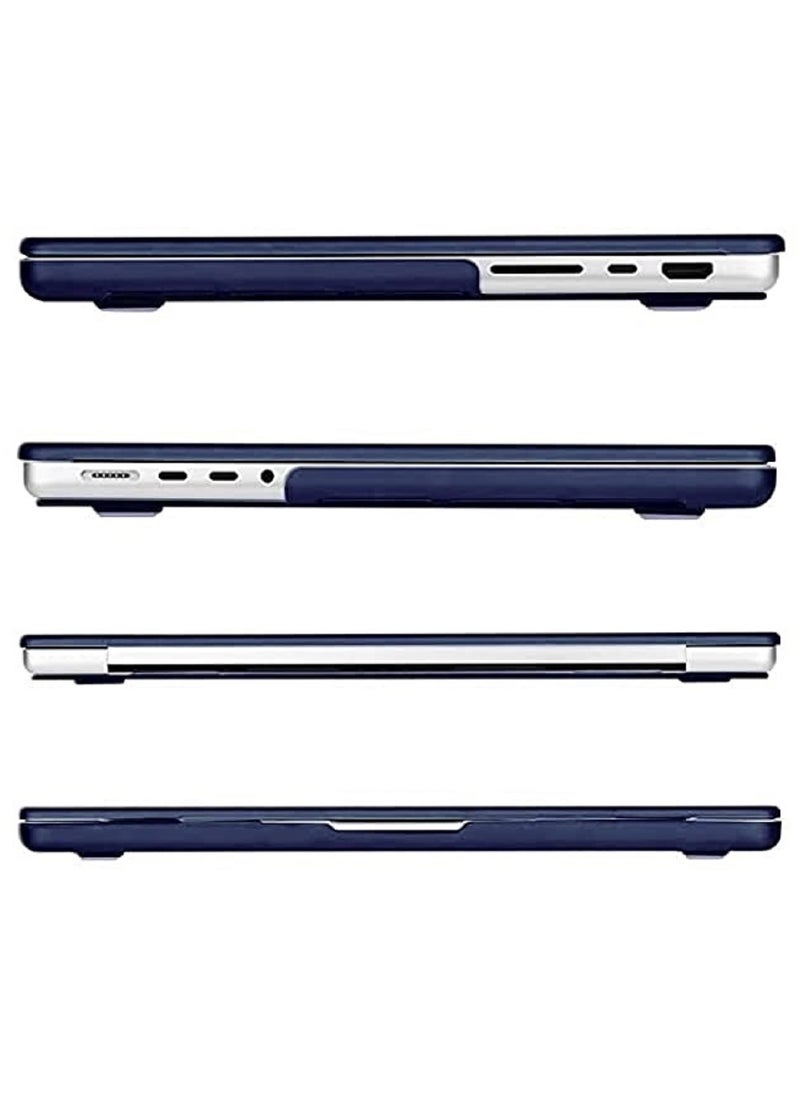 Plastic Hard Shell Case Cover Compatible with MacBook Pro 14-Inch M4/M3/M2/M1 Pro/Max Chip with Touch ID, Model A3112/A3185/A3401/A2992/A2918/A2779/A2442 Release 2024/2023/2022/2021, Navy Blue