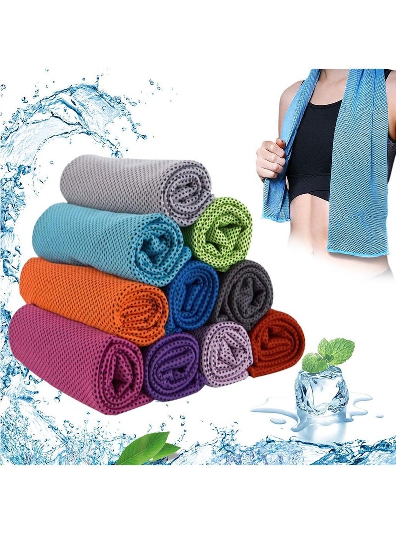 Cooling Towels, 10 Pack Ice Towel, Mesh Cooling Towel, Soft Breathable Chilly Towel, Ice Towel for Neck, Microfiber Towel, for Yoga, Golf, Sport, Running, Gym, Workout, Camping, Fitness, 30 * 80 cm