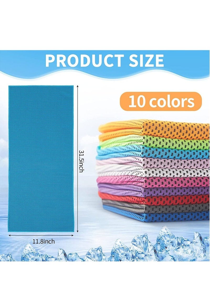 Cooling Towels, 10 Pack Ice Towel, Mesh Cooling Towel, Soft Breathable Chilly Towel, Ice Towel for Neck, Microfiber Towel, for Yoga, Golf, Sport, Running, Gym, Workout, Camping, Fitness, 30 * 80 cm