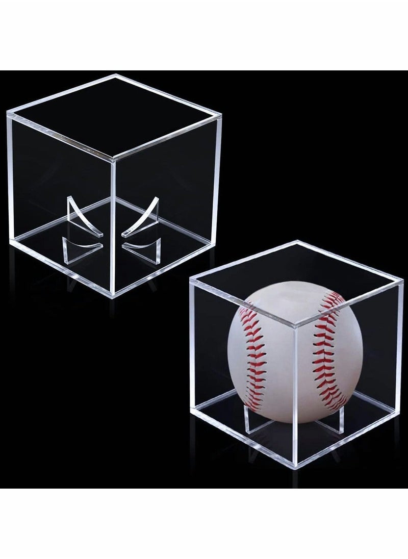 Baseball Storage Case,Square Baseball Display Case,Practical Transparent Display Stand, Acrylic Box for Tennis Ball Softball Ping Pong Ball 2 Pcs