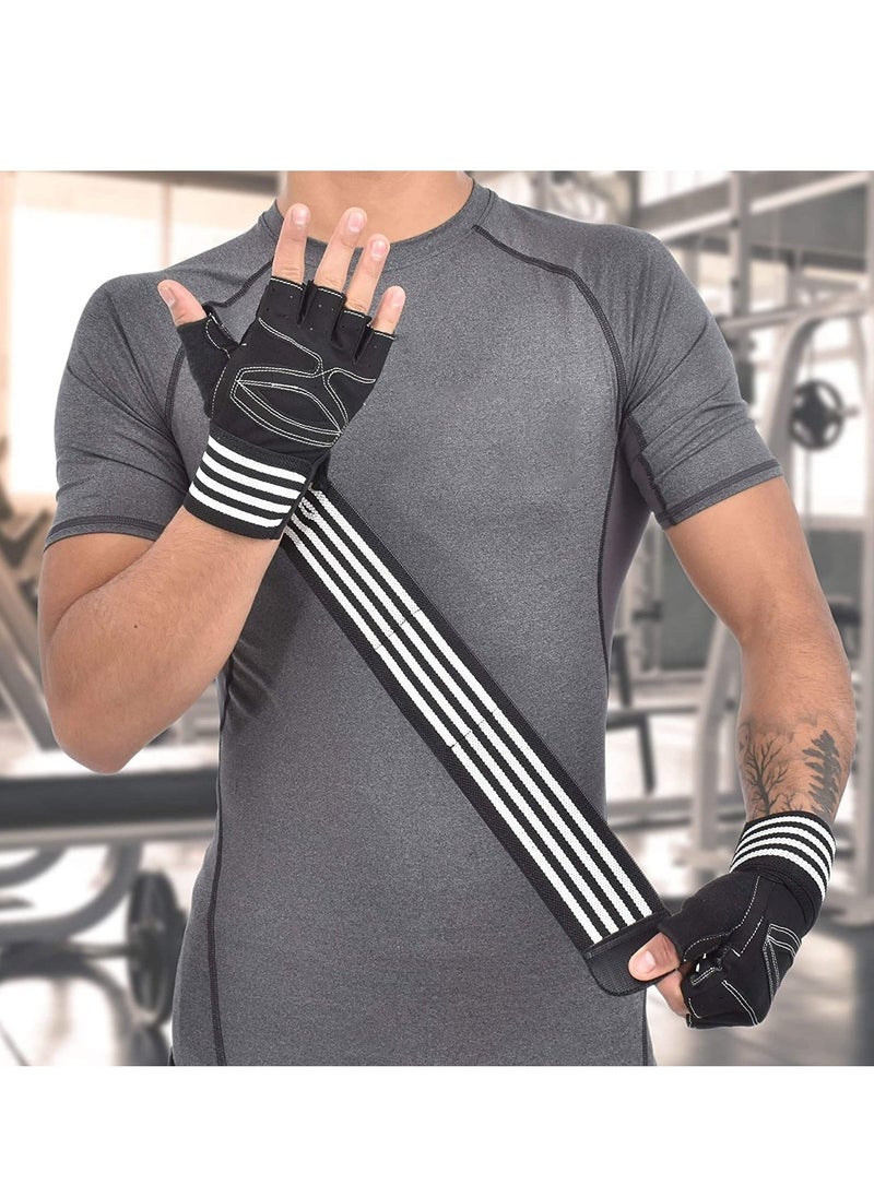 Gym Gloves, Lightweight Breathable Workout Gloves with Wrist Wrap Support for Men & Women, No-Slip Silicone Padded Palm Protection, Training Gloves for Weightlifting, Fitness, Hanging, Pull Ups, L