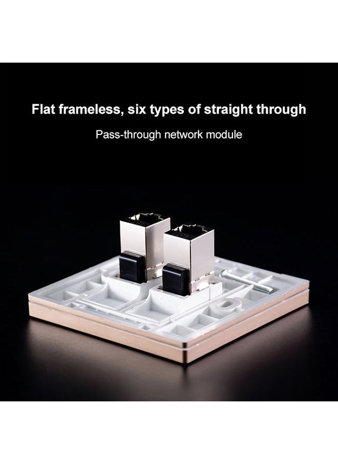 CAT.6 Shielded Pass-through Network Module, Dual Ports Panel + Shielded Pass-through + Telephone Socket(White)