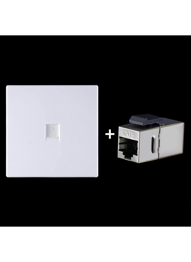 CAT.6 Shielded Pass-through Network Module, Single Port Panel + Shielded Pass-through(White)