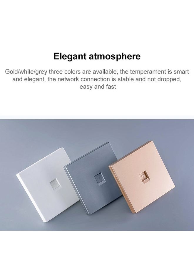 CAT.6 Shielded Pass-through Network Module, Dual Ports Panel + Shielded Pass-through + Telephone Socket (Grey)