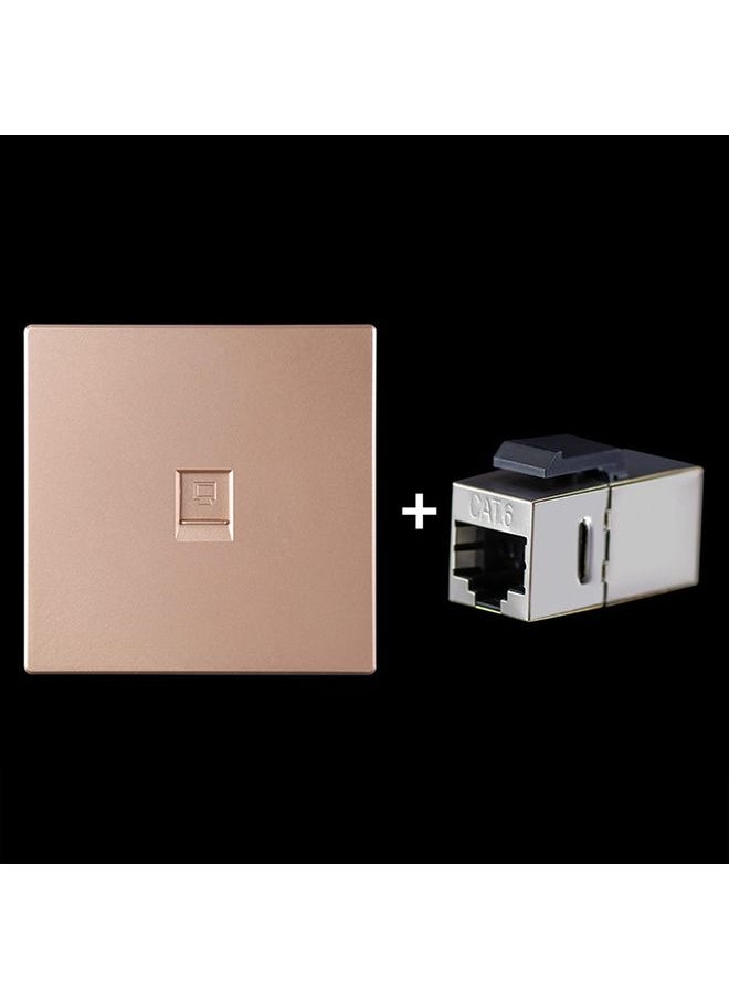 CAT.6 Shielded Pass-through Network Module, Single Port Panel + Shielded Pass-through (Gold)