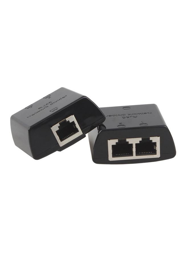 RJ45 to 2 x RJ45 Ethernet Network Coupler Thunder Lightning Protection (Black)