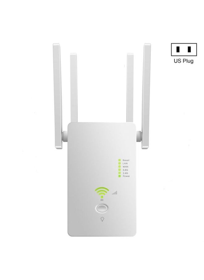 U6 5Ghz Wireless WiFi Repeater 1200Mbps Router Wifi Booster 2.4G Long Range Extender(US Plug)