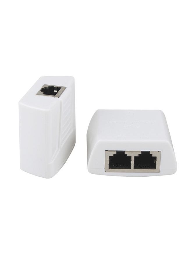 RJ45 to 2 x RJ45 Ethernet Network Coupler Thunder Lightning Protection (White)