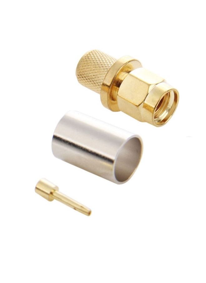 10 PCS LMR300 5D-FB Gold Plated RP-SMA Male Plug Pin Crimp RF Connector Adapter